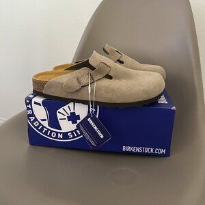 Birkenstock Boston BS Taupe Suede Clogs | 8M / 10W / EU 41 | NEW IN BOX